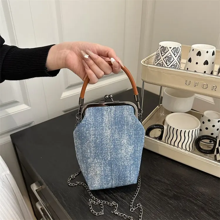 Neue 902-Denim-Tasche, Umhängetasche, Umhängetasche, Clutch, modisch, lässig, Pendler, literarische Handtasche