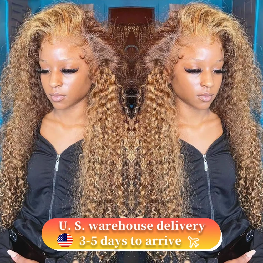 

200% Highlight Wig Human Hair 13x6 HD Lace Front Wig Brazilian Kinky Curly Human Hair Wigs 30 40 Inch Deep Wave Lace Frontal Wig