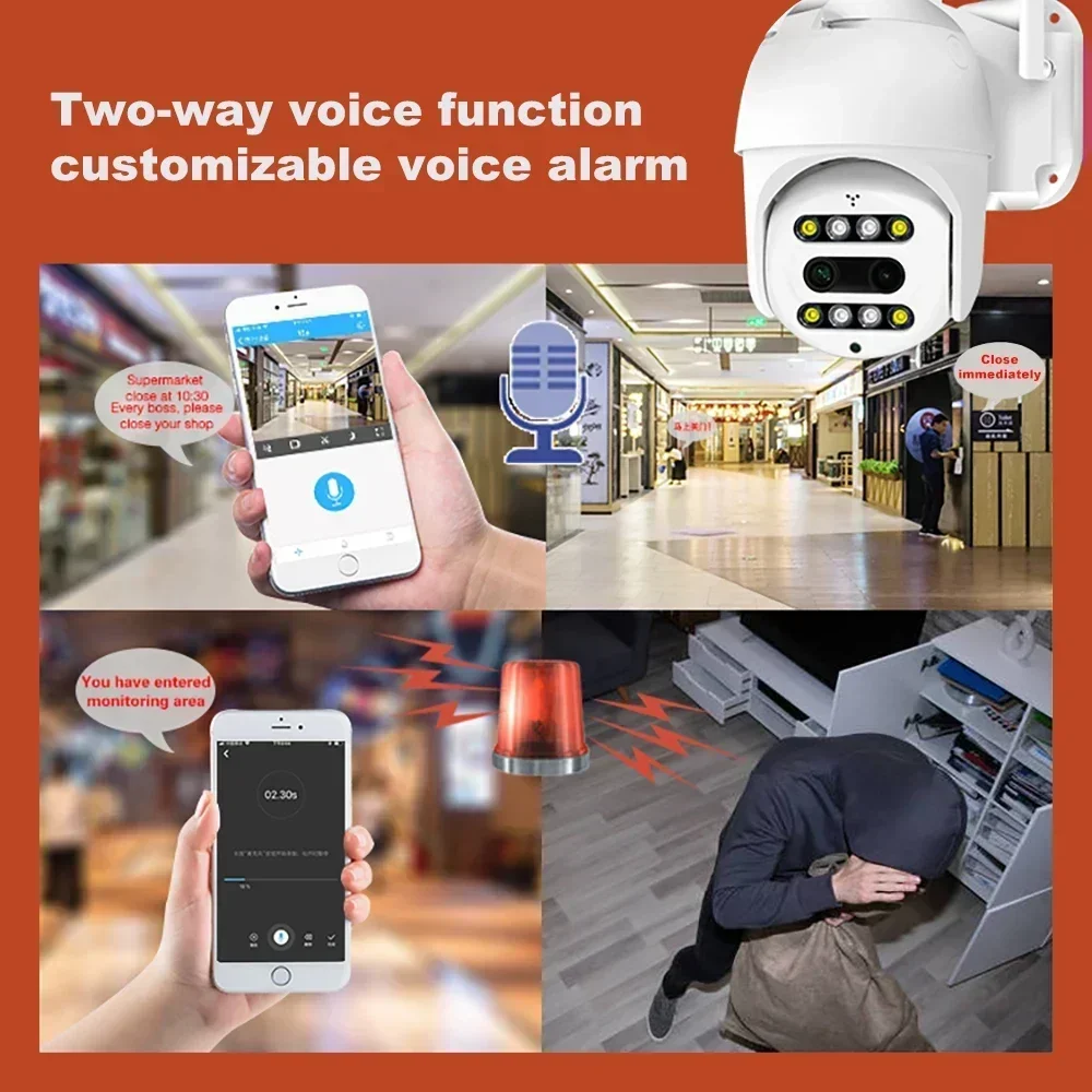 กล้องวงจรปิด PEGATAH NEW 4MP 2K Wifi สำหรับภายนอกอาคาร เลนส์คู่ ซูม 10 เท่า พร้อม AI ติดตาม ภาพสีกลางคืน กล้อง IP สำหรับการเฝ้าระวัง