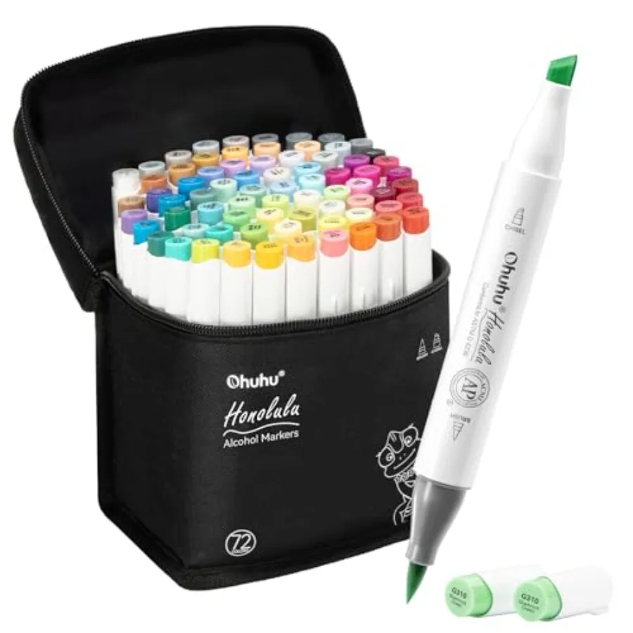 

Alcohol Markers Brush Tip - AP Certificated Double Tipped Art Marker Set for Artist Adults Coloring Illustration- 72 Colors - R