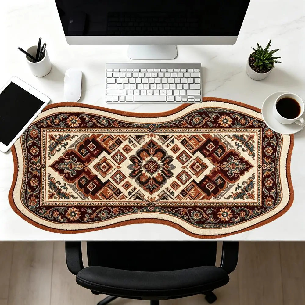 Warm Brown Orange Carpet Desk Mat Creative Special Shaped Smooth Cloth Surface Large Size For Classic Gaming