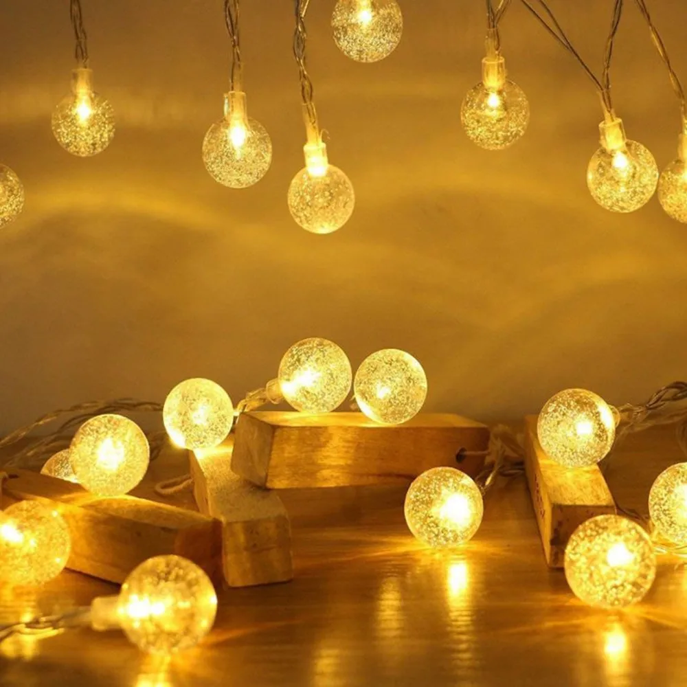 Battery Powered Crystal Globe LED String Lights Fairy Light Christmas Wedding Birthday Garland for Garden Party Decor