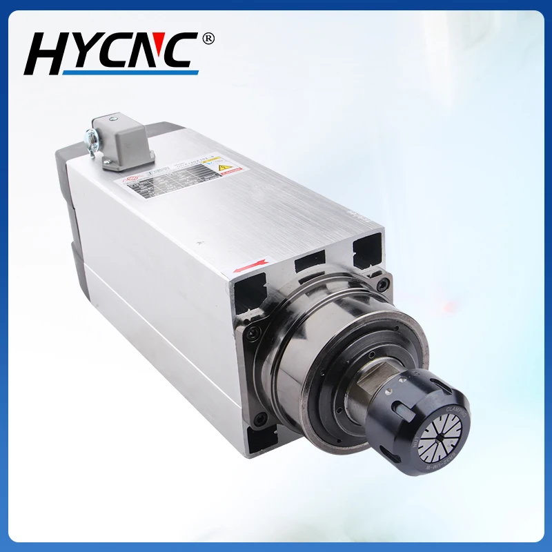 6.0kw Air Cooled Spindle ER32 Chuck 220v 380v Square Air Cooled Milling Spindle 4 Bearing For CNC Engraving Woodworking Machine