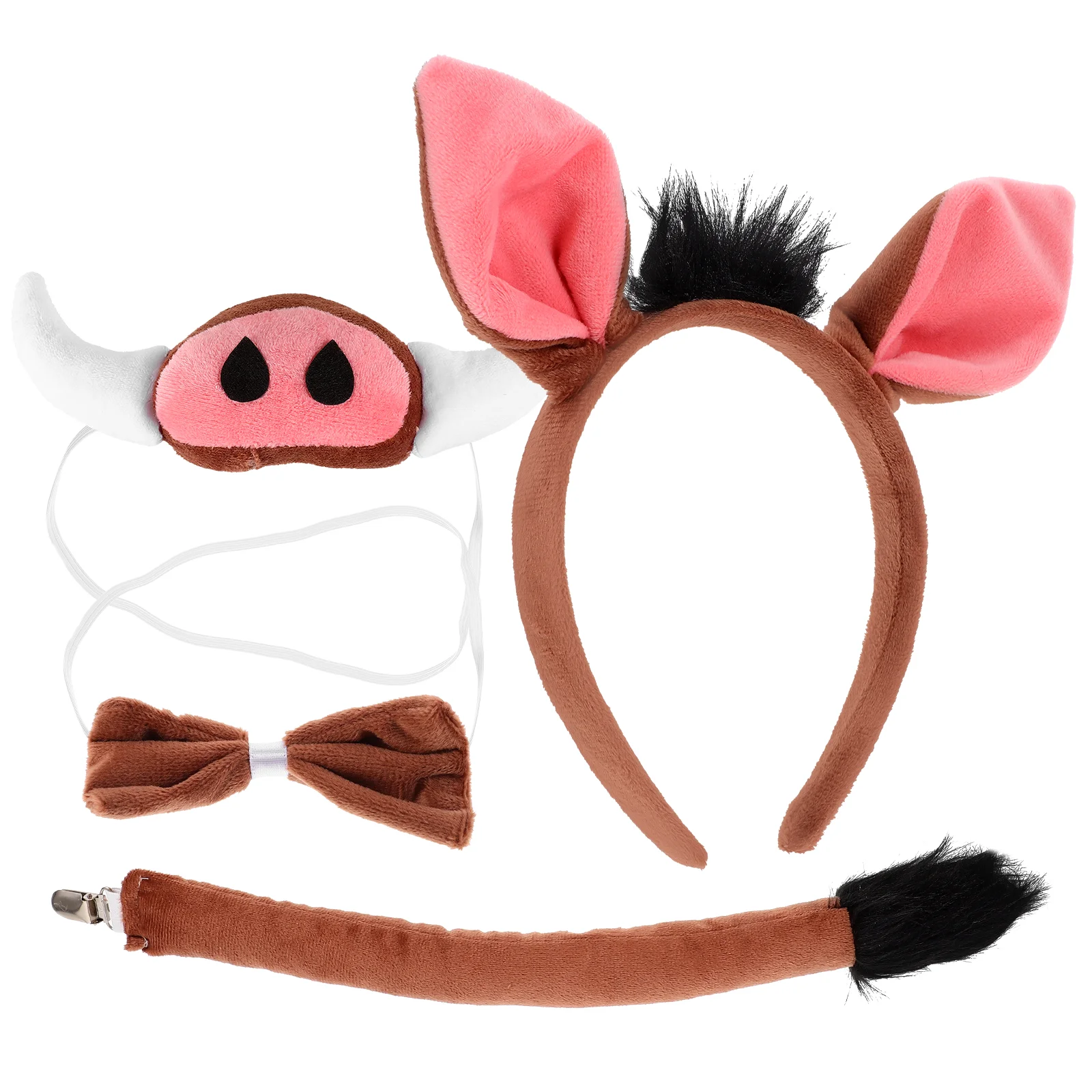 

Bow Tie Warthog Headband Pig Ear for Cosplay Accessories Piggy Dress up Miss