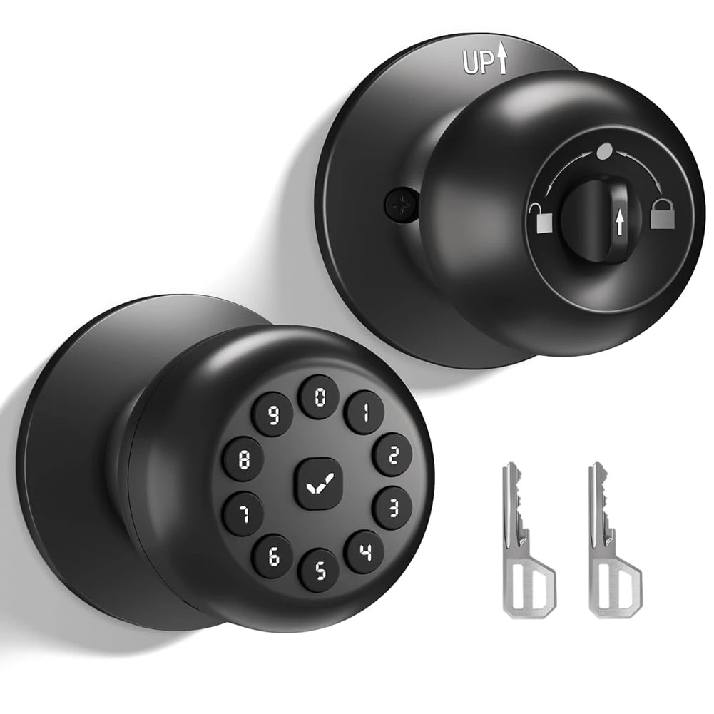 Smart Door Lock Black 4–8 Digits Code Metal Keyless Entry with Keypad for Front Door Auto Lock Security for Home Use