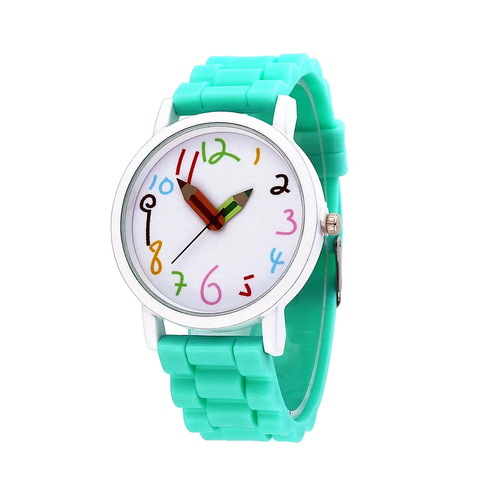 Fashion Cartoon Children Watch Creative Pencil Pointer Silicone Kids Wristwatch Durable Sturdy Comfortable Easy Wear Birthday