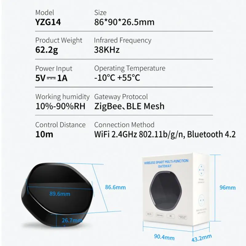 Imagem -03 - Zigbee ir Gateway Hub Tuya Casa Inteligente Multi-função de Malha Ble Wifi Controle Remoto sem Fio para Alexa Google Vida Inteligente