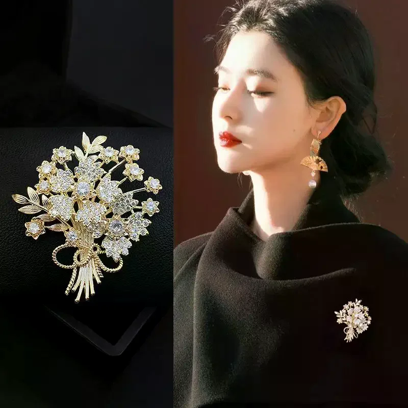 Fashion Rhinestone Money Tree Brooches For Women Clothing Coat Jewelry Accessries Gift