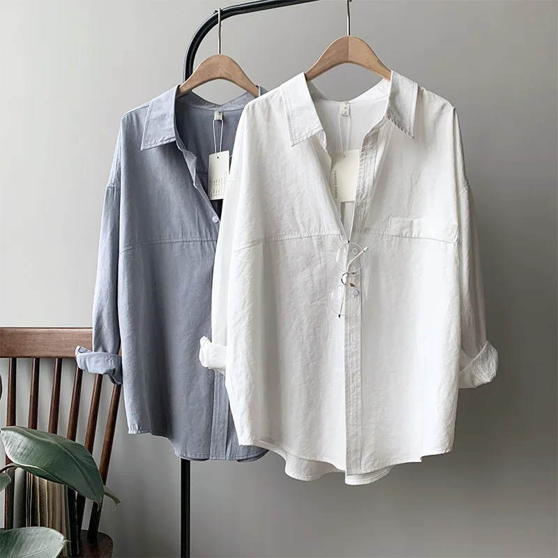 Women's cotton like imitation suede spring new Korean style silhouette long sleeved western-style retro shirt