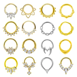 100% 316l chirurgischer Stahl Zirkon Nasenring Septum Clicker Daith Piercing Ohr Knorpel Helix Reifen Blumen Wasser tropfen