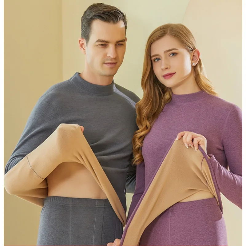 

Новое модное высококачественное теплое нижнее белье из кашемира ягненка для пар, большой размер, антихолодный теплый мужской осенний комплект одежды и брюк