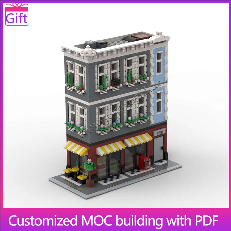 

1769 PCS Urban Street Building With Café Scene Model Modular Building Blocks Kids Assembly Display Toys Festival Surprise Gift