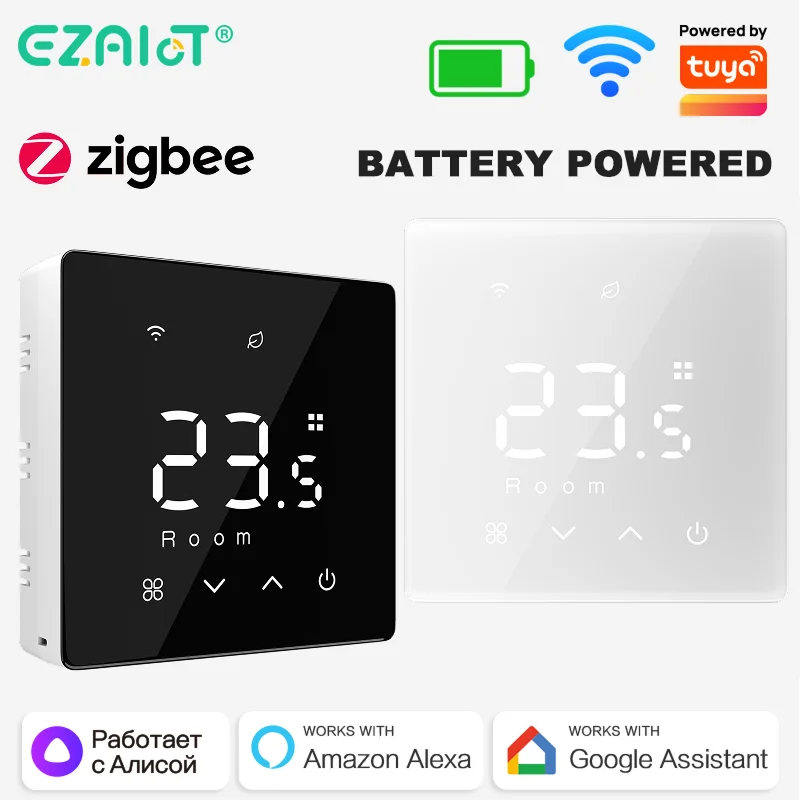 Smart WiFi Thermostat Zigbee Tuya Wasser Gas Kessel Power Batterie Betrieben Drahtlose Temperatur Controller Alexa Google Home Alice