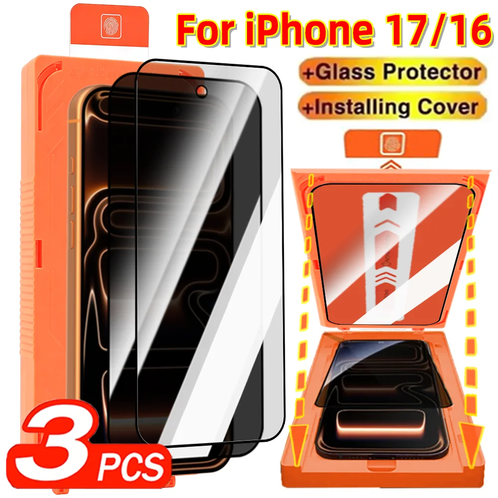 

3-1 шт. Защитное стекло HD Clear&Privacy для iPhone 17, 16 Pro Max, 17 Air, 16 Plus, с защитой от пыли, простое в установке