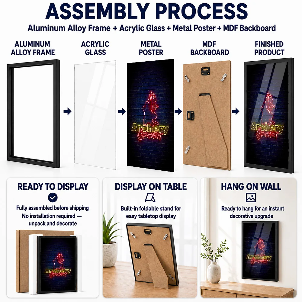 Archery Sport Seek Metal Poster With Aluminum Alloy Frame Personalized Photo Bold Action Style Wall Art For Bedroom Coach Gift