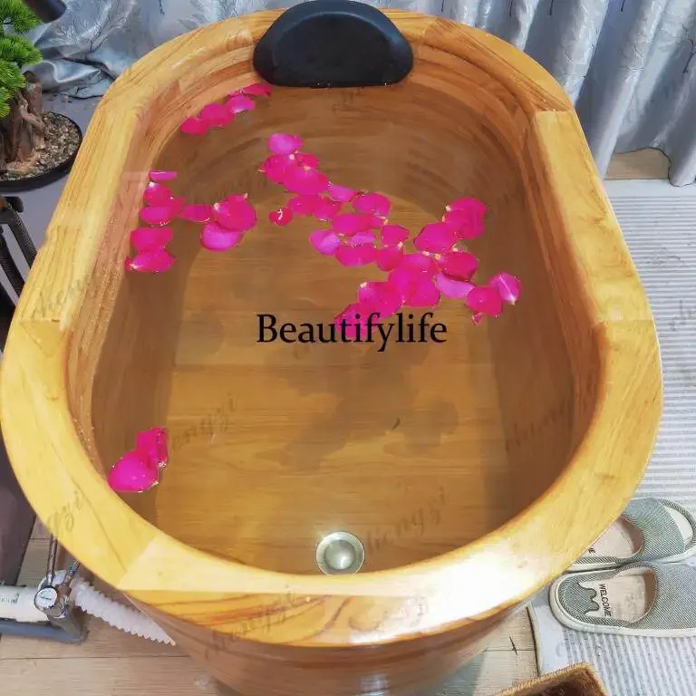 C178 Wooden bathtub, wooden tub, small apartment, household sitting, independent mini adult bathtub, with added depth