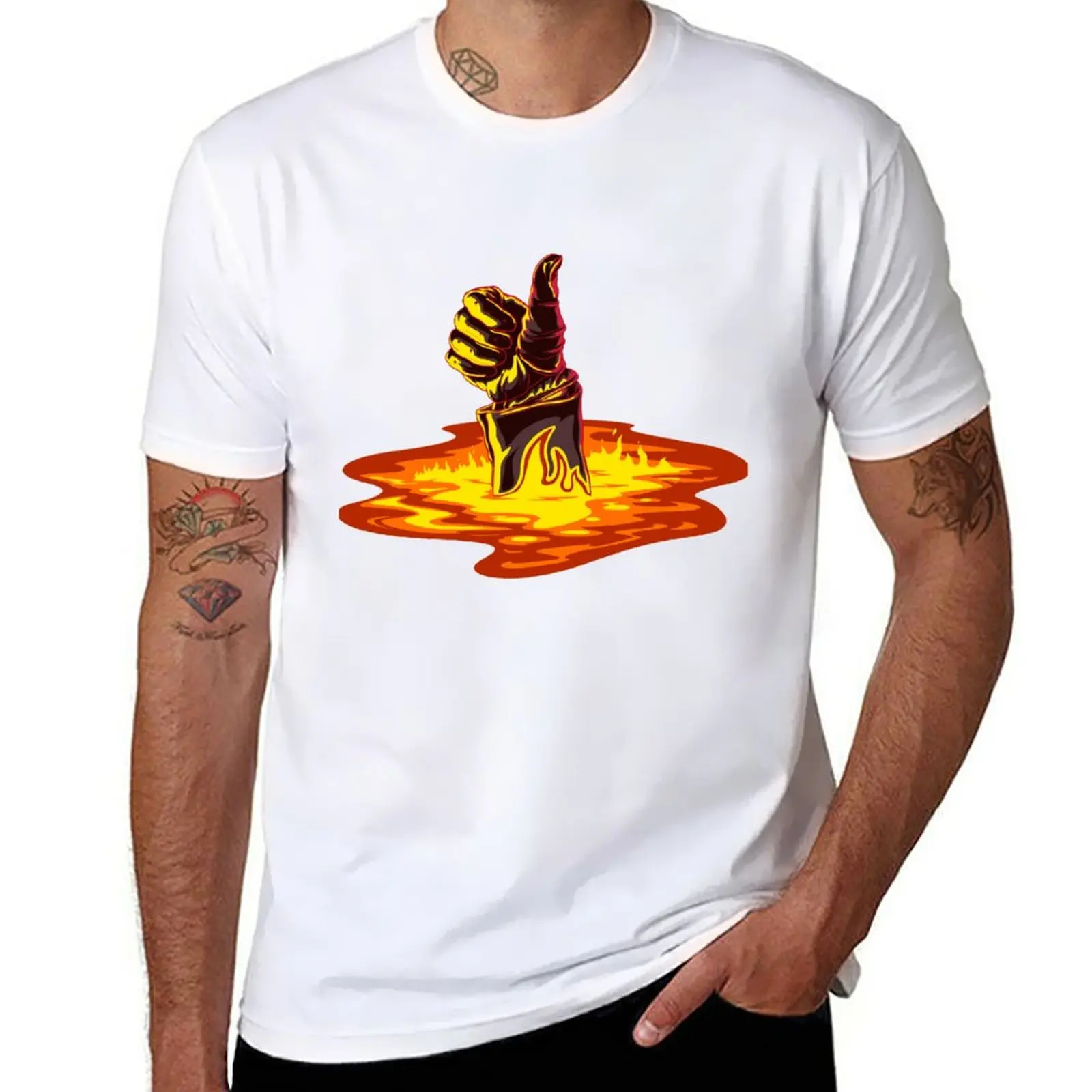 New Terminator's hand on fire T-Shirt graphic t shirt anime sublime t shirt mens plain t shirts