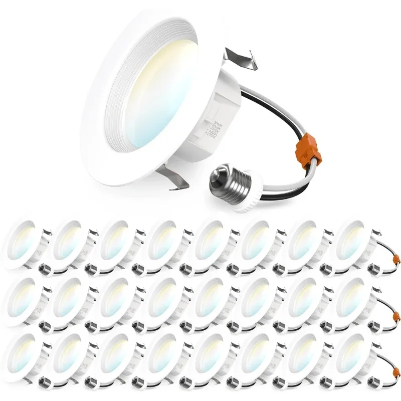 

4 Inch LED Recessed Lights Dimmable Retrofit Can Light Kit 660LM Selectable CCT 2700K to 5000K UL Baffle Trim 24 Pack
