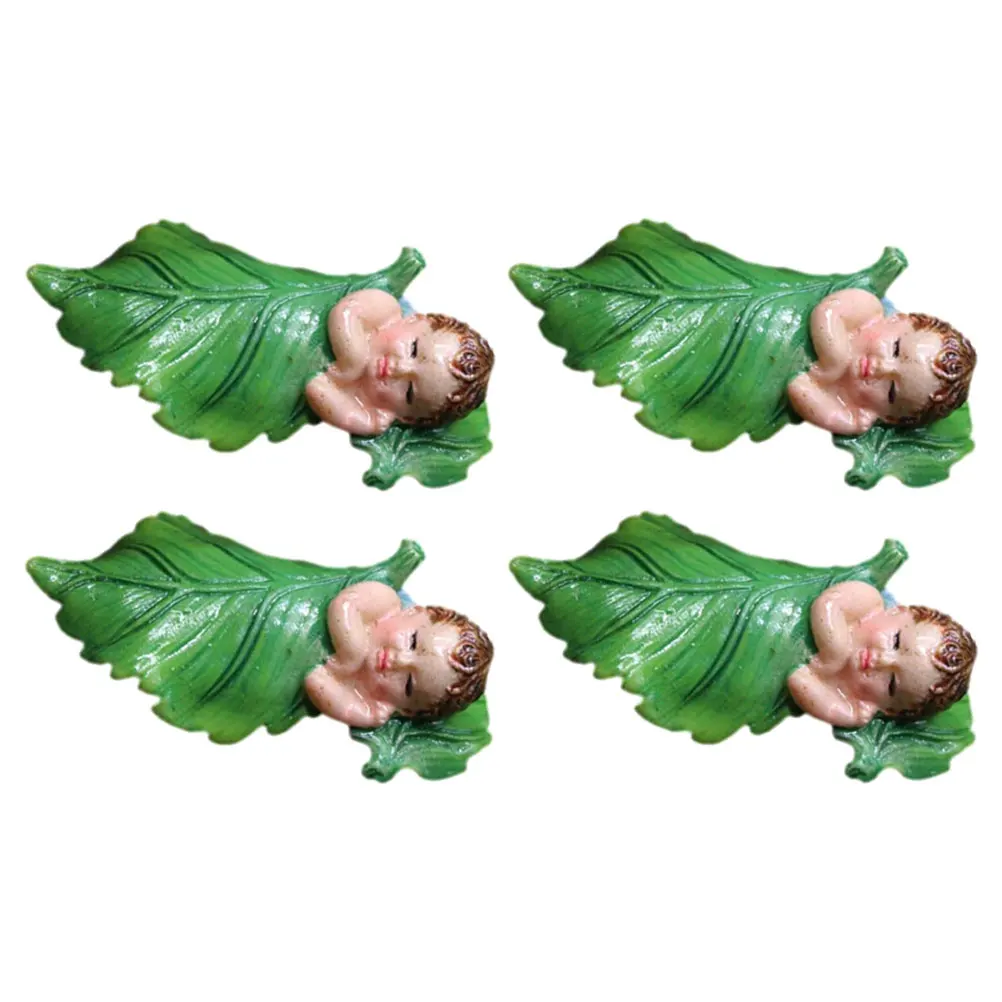 

4pcs Flower Fairy Figurines Resin Garden Statue Baby nament Miniature Landscaping Decor Tiny Craft Model Creative Floral