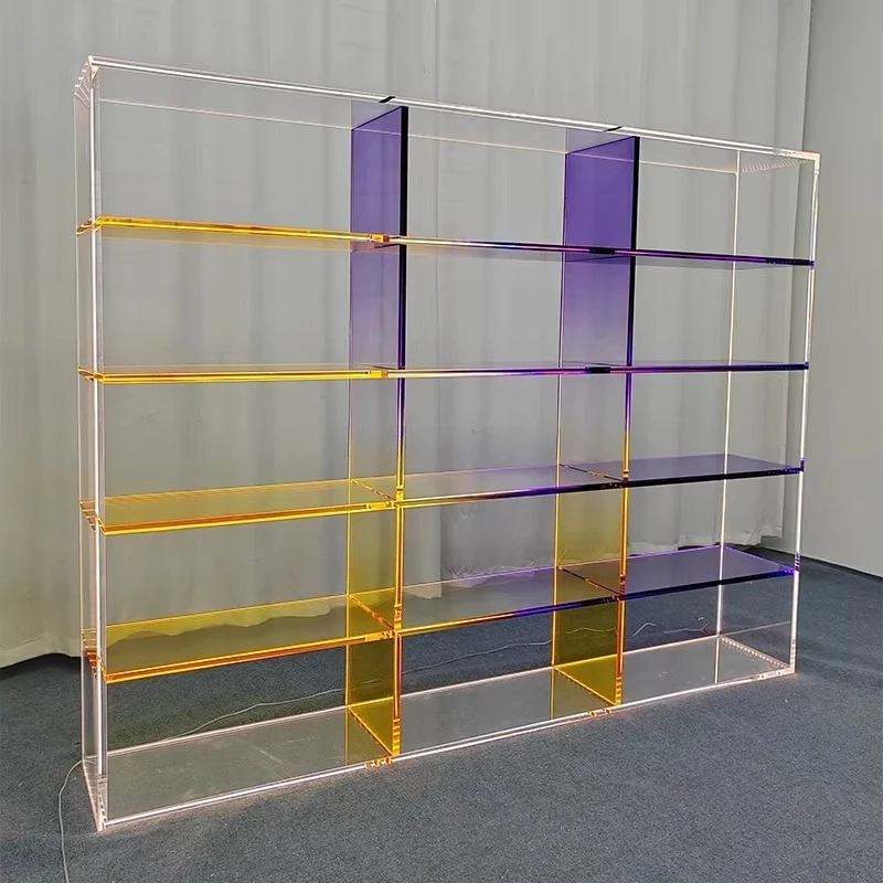 fv-Hot Sale Home Use Multi Layer Acrylic Storage Display Cabinets Gradient Color Living Room Acrylic Storage Rack Cabinets