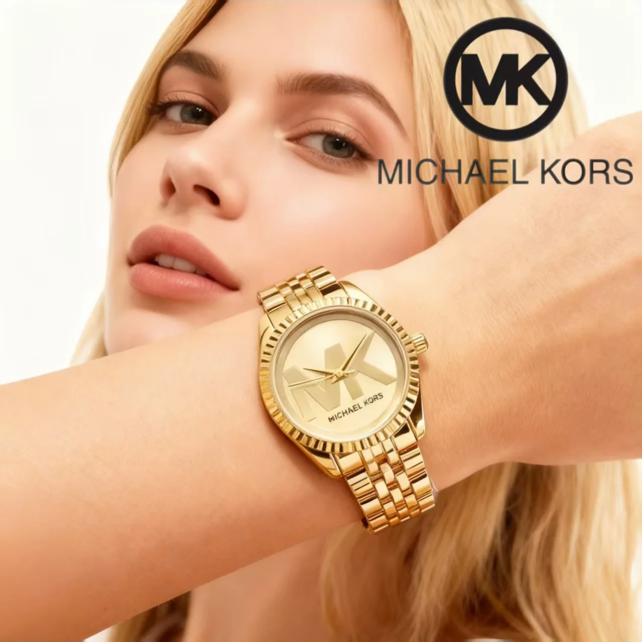 Michael Kors Luxury Rose Gold Women's Watch Bag Fashionable Luxury MK Classic Quartz Watch Wallet Girlfriend Gift