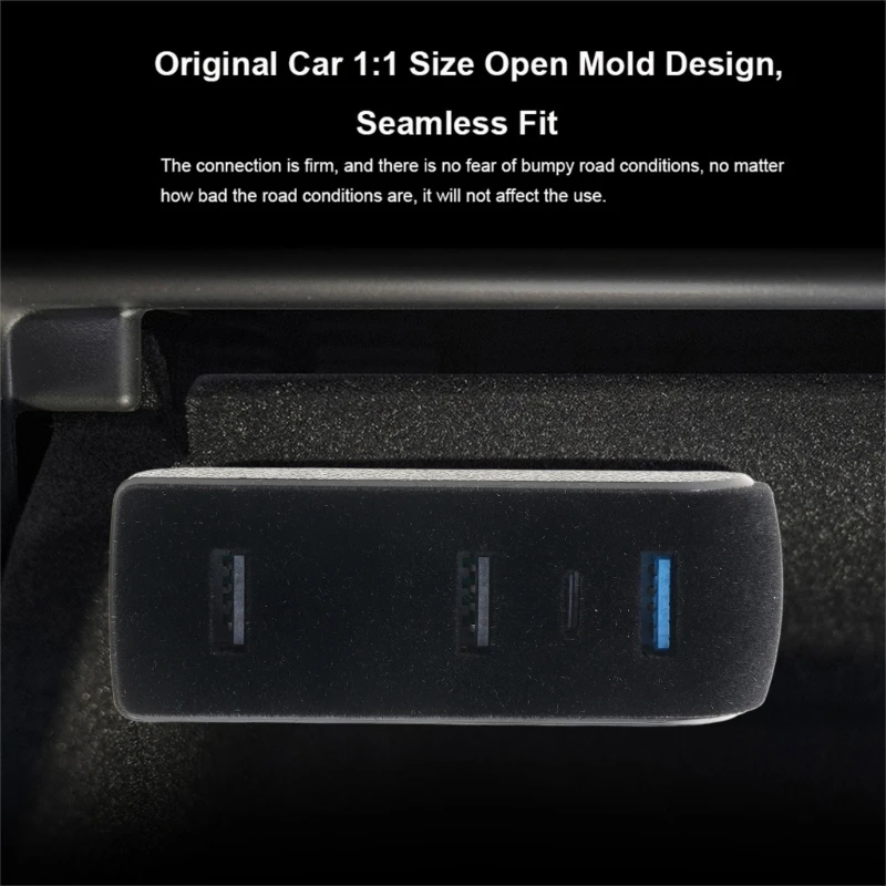 Glove Box Docking Station for Tesla Model 3/Y USB Hub Ports Car 4-in-1 USB Extender Charger Upgrade Data Transfer