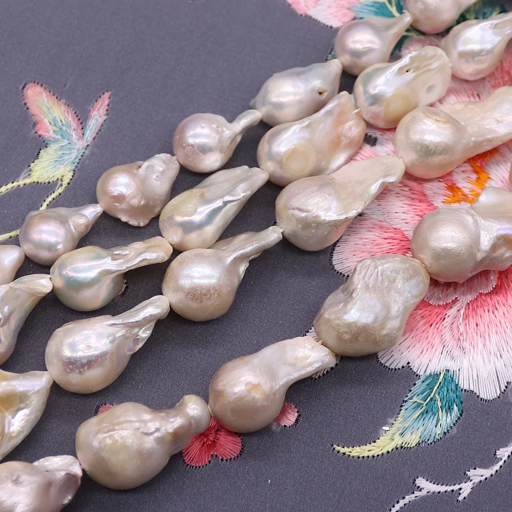 

Natural Large Baroque Pearl Beads Irregular Freshwater Cultured Pearl Loose Bead 1 Strand DIY Unique Necklace Bracelet Accessory