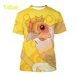 Men's and women's 3D chicken print T-shirt, round neck loose short sleeved shirt, summer fashion