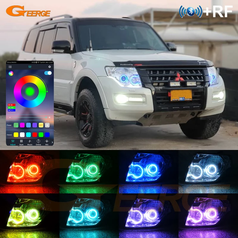 

Для Mitsubishi PAJERO IV Shogun MONTERO RF Remote Bluetooth APP многоцветный ультра яркий RGB комплект светодиодов «глаза ангела» Halo Rings