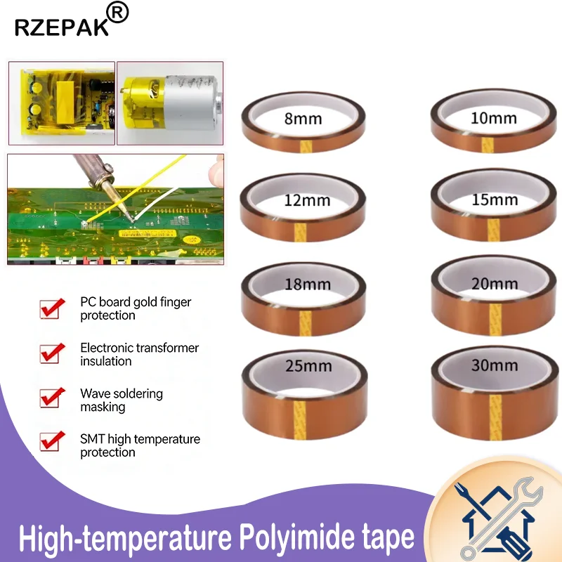 Polyimide Silicone Adhesive Heat Insulation Gold Finger Tape for BGA Rework SMT PCB Circuit Board Electronics Masking Protection