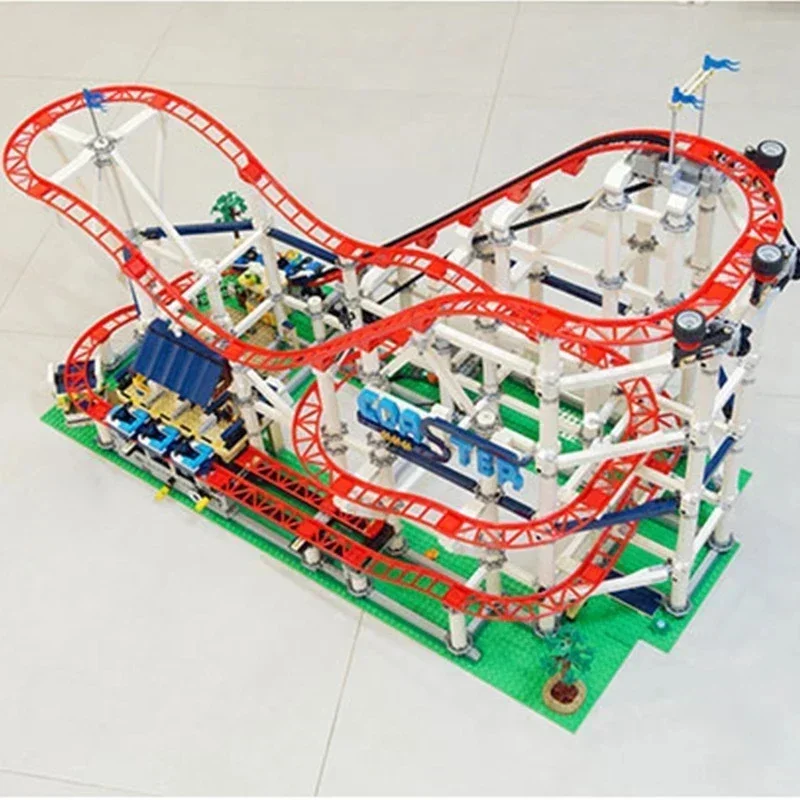 Construcción de una montaña rusa con Motor para niños, 4619 piezas, Compatible con 15039, 18003, modelo DIY, 10261, bloques, piezas, regalos de cumpleaños para niños