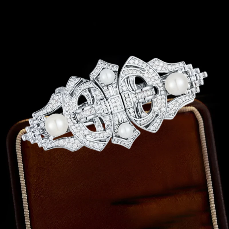 Vintage High-end Palace Style Brooch Men's Collar Clip Buckle Dual-purpose Broche Pearl Removable Pins Luxury Clothing Corsage