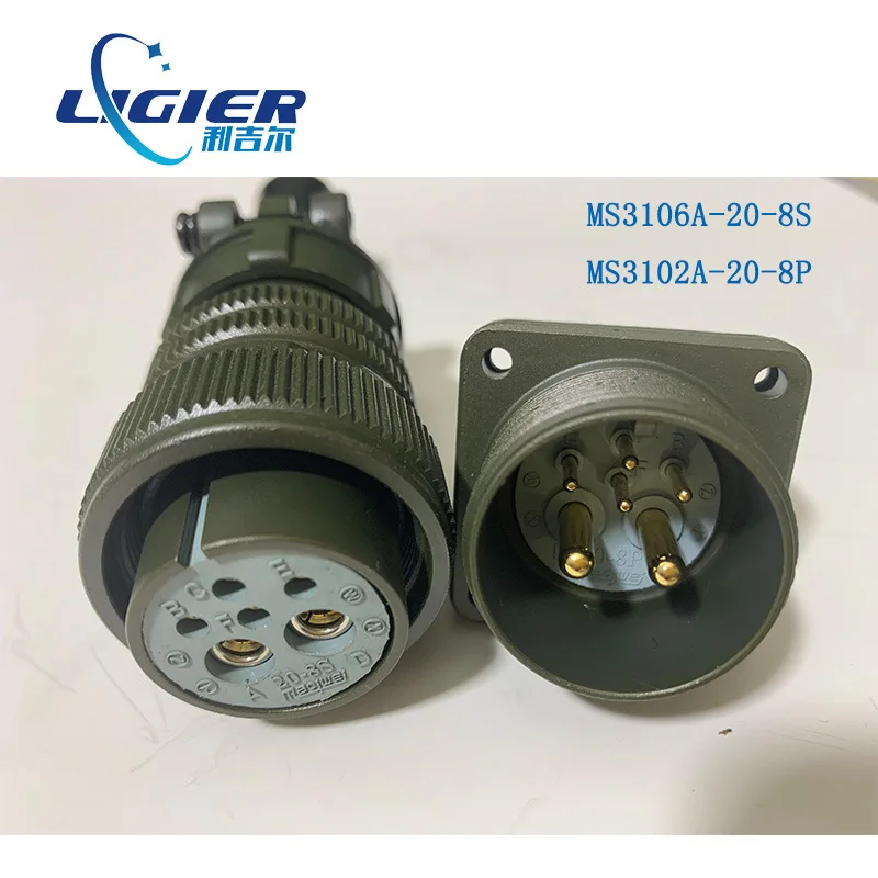 

5015 series connector MS3106A20-8S MS3102A20-8P6 core 4 small 2 large military standard plug socket