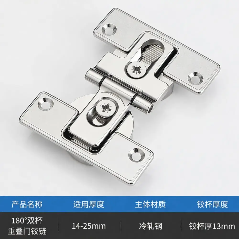 Double Cup Folding Door Hinge 180 Degree Flat Close Pivot Furniture Hardware For Cabinet Shoe Closet Wardrobe Concealed