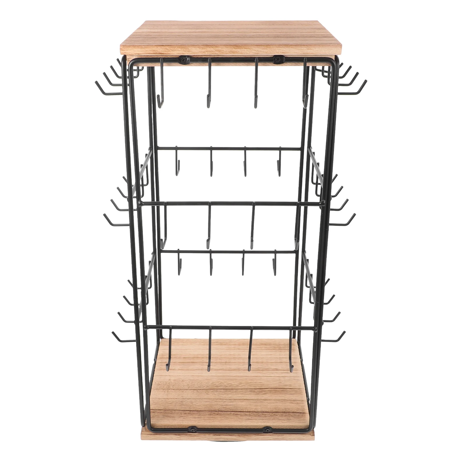 

Wooden Jewelry Display Stand 360 Degree Rotating Earring Holder Brown Wood Rack Women Studs Organizer Storage Bracelet Necklace