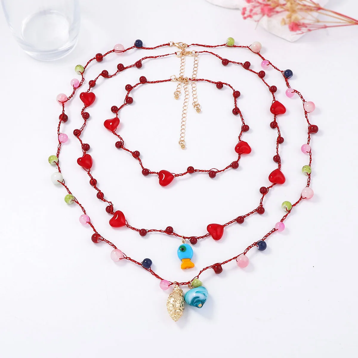

ZAA Bohemian Personalized Trendy Creative Set Heart Pendant Rope Necklace 2025 Fashion Leisure Prom Party Accessories Girl Gift