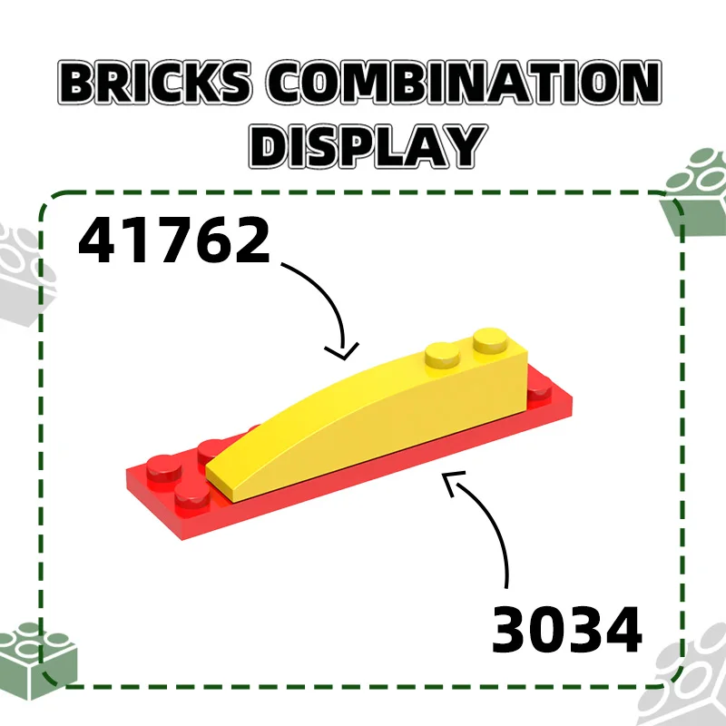 Wange 53Pcs/Lot 41762 42022 1x6 Curved Building Blocks Moc Slop Parts Bricks Compatible with Brick DIY Children\'s  Toy Gift Box