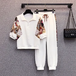 Large Size 5XL Women Trouser Suit Sweatershirt Top Pant Two Piece Set Matching Outfit Outwear Tracketsuit Female Fashion Clothes