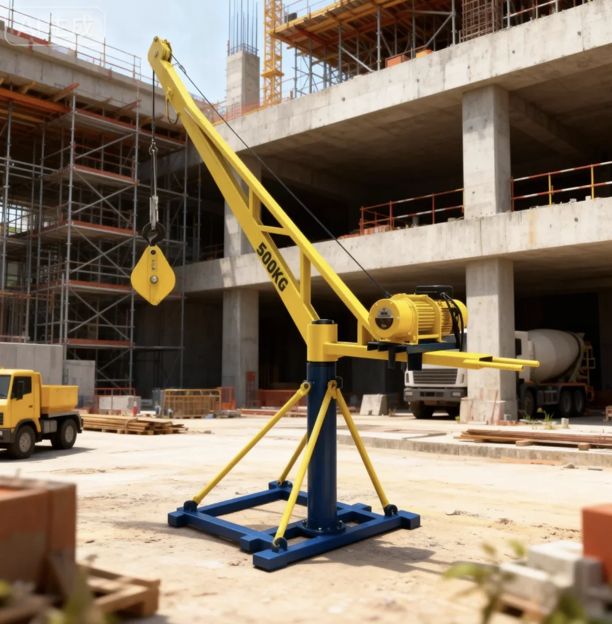 ALLMAN 360 Degrees Rotation Mini Crane Monkey Hoist Lift Crane With Small Electric Winch Outdoor House Construction Industry
