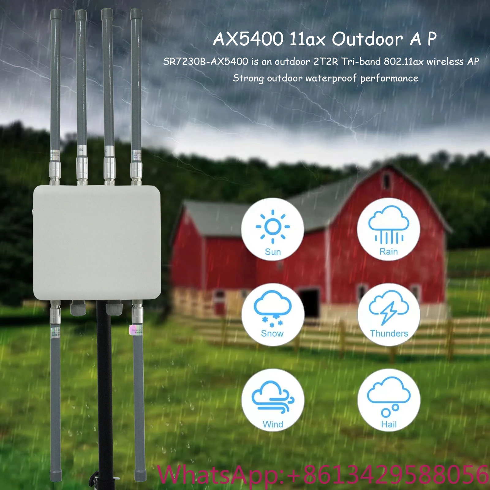 

New11ax 5400Mbps Outdoor Wireless AP High Speed WiFi 6 Tir Band Outdoor 2.4GHz 5GHz Wireless Access Point