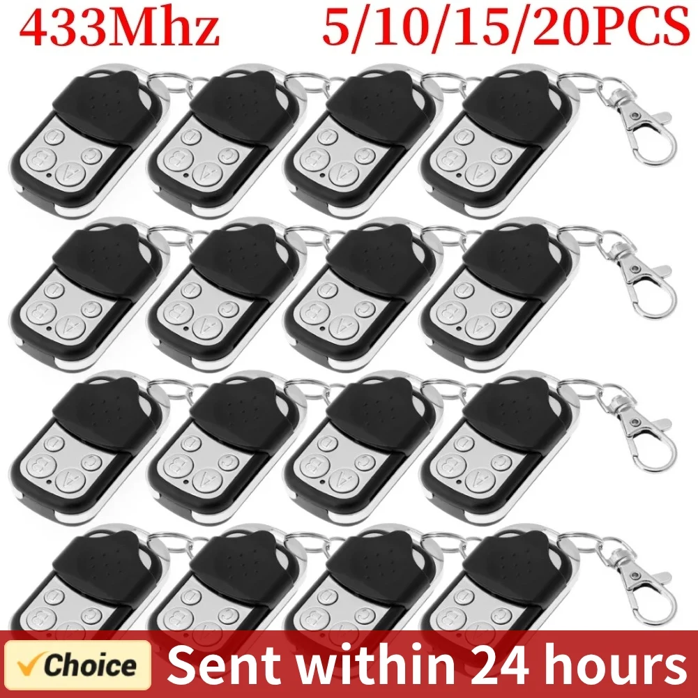 5-20PCS 433MHz Remote Control 4 Button Transmitter Duplicator Garage Door Opener Key for Cloning Garage Gate Door Car Remote