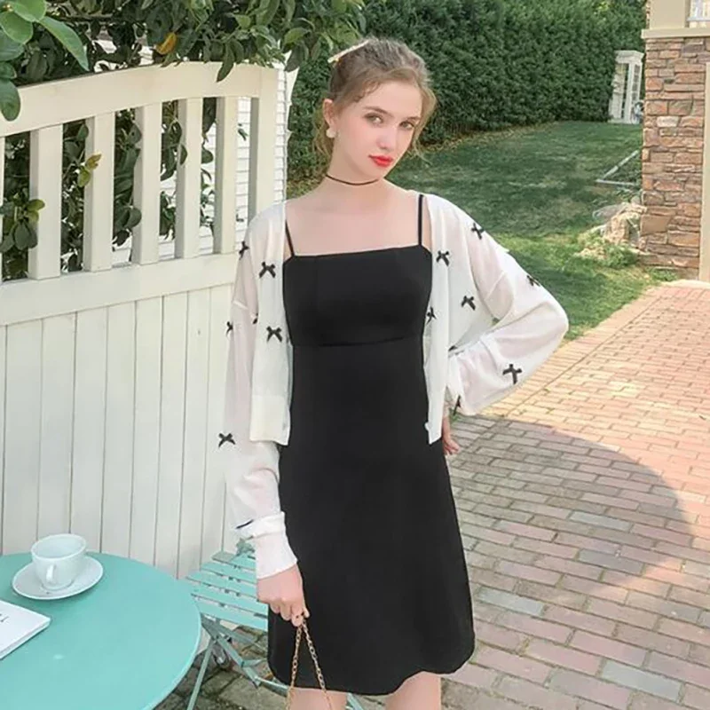 Autumn Women Knitted Coat Bow Decoration Long-sleeved Slim Sunscreen Jacket Ladies Breathable Sweet Cardigan