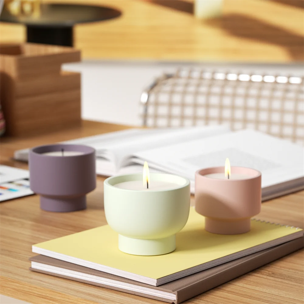 Boowan Nicole Bowl-shaped Concrete Candle Jar Mold Handmade Multifunctional Container Silicone Mold for Jesmonite HomeDecor