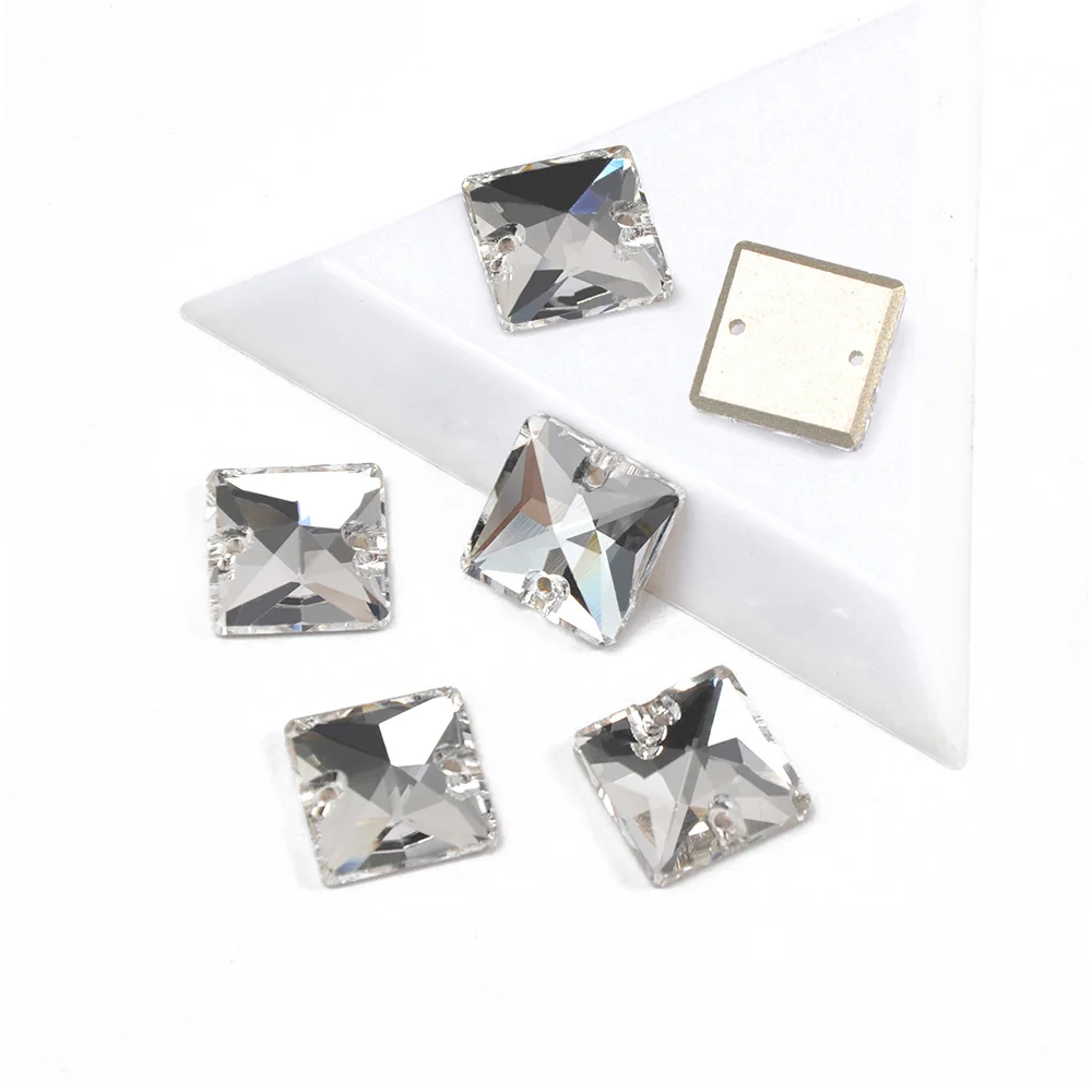 Pubrilex Mehrfarbige AB Quadratische Strasssteine zum Aufnähen, Glitzernde Glaskristalle, 3D DIY Kleidungsdekoration Zubehör – Detail 7
