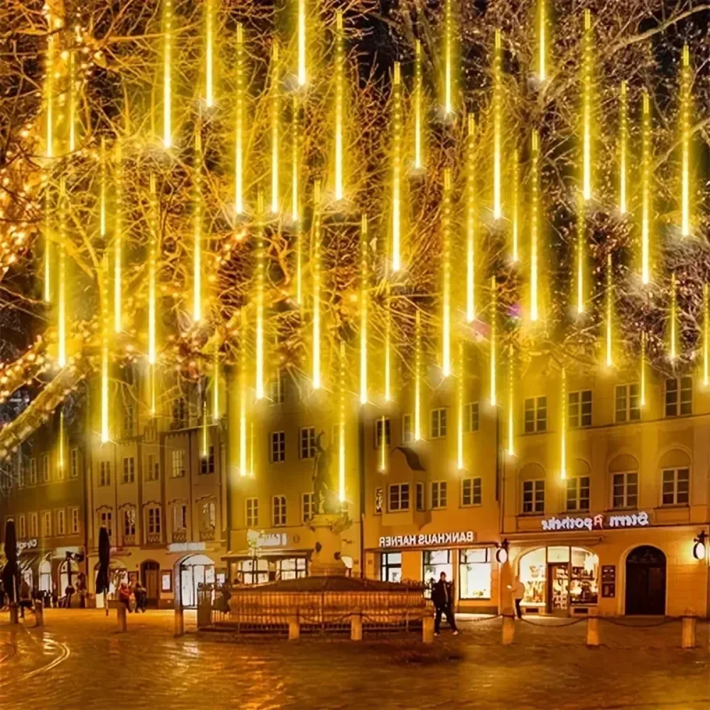 LED Meteor Shower Garland, Waterproof for Outdoors, Perfect for Festival Parties, Weddings, and Decorative Lighting,8-Light Tube