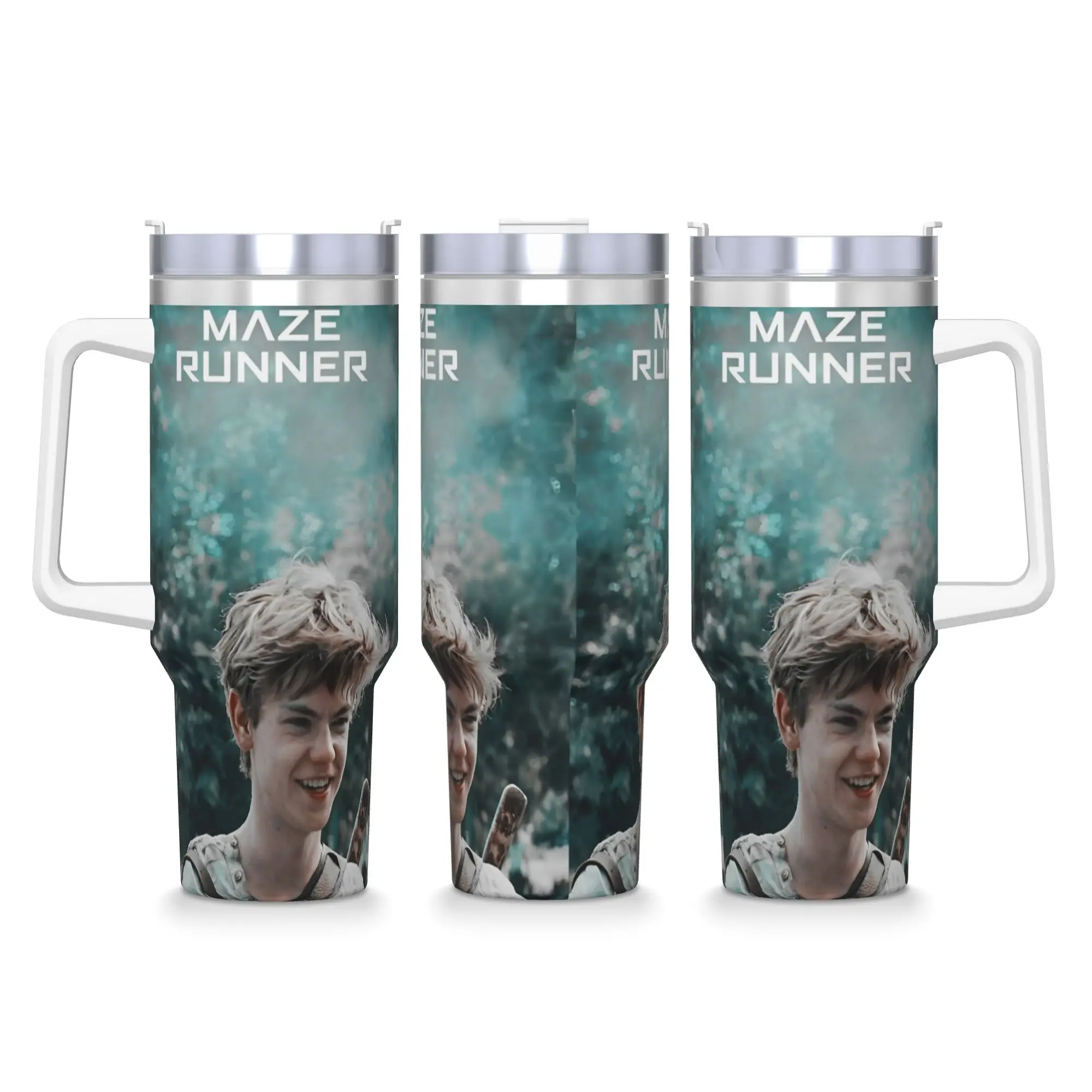 Stainless Steel Tumbler The Maze Runner Mugs Cup With Straws Newt X Thomas Cold Drink Water Bottle Portable 40oz Coffee Mug