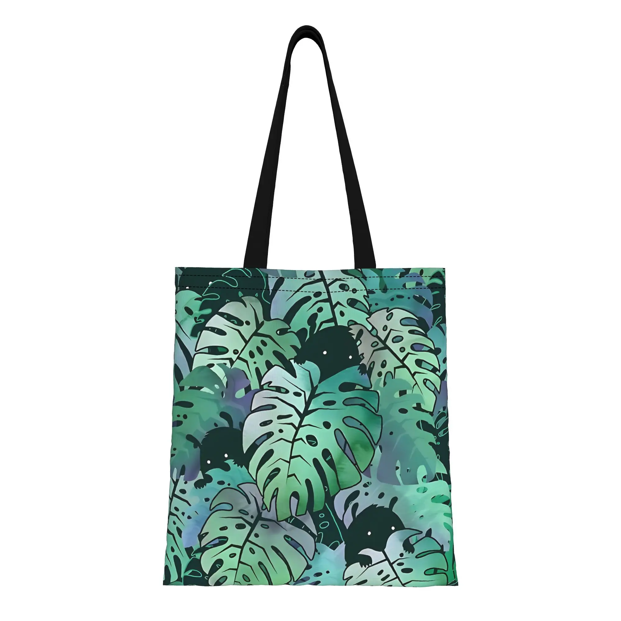 Reusable Trendy Monstera Monsters Shopping Bag Women Tote Bag Portable  Shopper Bags