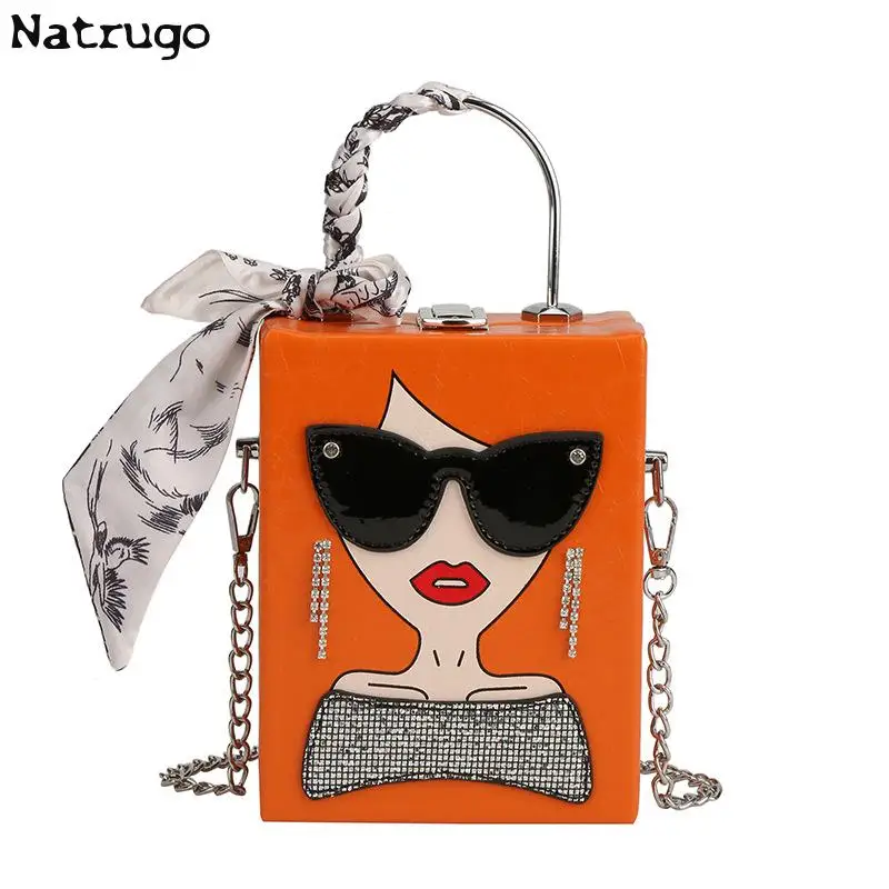 

Fashion Personality Glasses Beauty Girl Shoulder Bag Fashion Tassel Prety Women Crossbody Box Bag