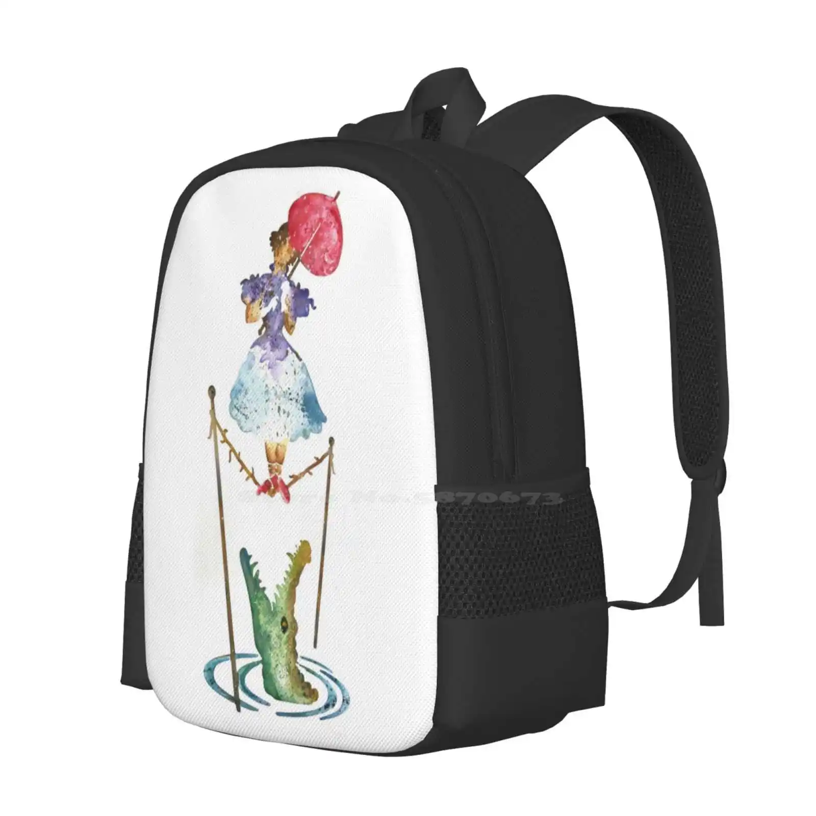 Perilous Pink Parasol-Stretching Portrait School Bags Travel Laptop Backpack Land Haunted Mansion Perilous Pink Parasol