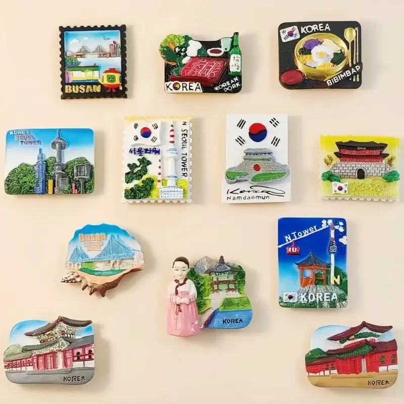 Seoul Jeju Island Busan Gyeongbok Palace South Gate Landmark Building Tourist Souvenir Refrigerator Sticker Bottle Opener Series